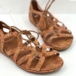 GENTLE SOULS Orly Cork Gladiator Lace up Sandal Flat 9